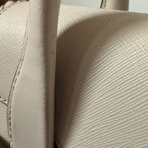 Michael Kors Carmen Small Saffiano Leather Belted Satchel Light Sand Beige - Picture 8 of 17